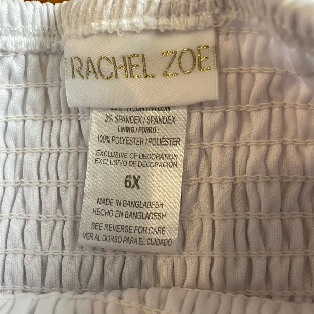 Rachel Zoe White Floral Print Smocked Babydoll Bubble Skirt Dress - Picture 5 of 6